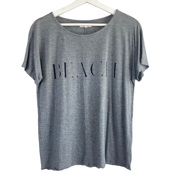 Madewell Beach Script Grey Short Sleeve Relaxed Tee S - Picture 2 of 6